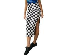 EARKOHA Checkered Slit Midi Skirt for Women Summer High Waisted Sexy Bodycon Skirts, A-white, S
