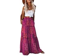 EARKOHA Womens Casual High Waist Tie Paisley Print Long Maxi Skirt with Pockets, Purple, XL