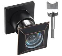 Earl Diamond Solid Brass Square HD 220 Degree Door Viewer Peephole with 28mm Drill Bit and Privacy Cover, Compatible with Door Thick from 1-21/32" to 2-1/8", US 10 Black