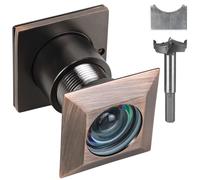 Earl Diamond Solid Brass Square HD 220 Degree Door Viewer Peephole with 28mm Drill Bit and Privacy Cover, Compatible with Door Thick from 1-21/32" to 2-1/8", Oil Rubbed Bronze