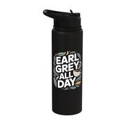 Earl Grey All Day Cozy Tea Time Design Stainless Steel Insulated Water Bottle