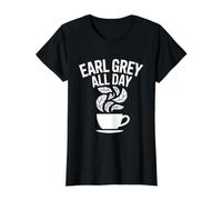Earl Grey All Day Tea Drinkers Unite Value Graphic T-Shirt, Women, Black, M