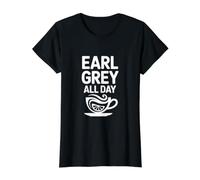 Earl Grey All Day Tea Lover Aesthetic Value Graphic T-Shirt, Women, Black, S