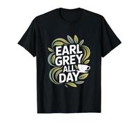 Earl Grey All Day Tea Lover Leaves Cup Value Graphic T-Shirt, Men, Black, L