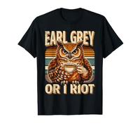 Earl Grey Or I Riot Vintage Owl Tea Lover Value Graphic T-Shirt