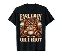 Earl Grey Or I Riot Vintage Owl Tea Lover Value Graphic T-Shirt