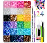 EARLMONI 20000Pcs 4MM SS16 Resin Bedazzling Kit Rhinestones for Crafting Fabic, Flatback Nail Art Rhinestone + 15ML Rhinestone Glue Rhinestones Picker Pen Pick Up Tweezers Trays