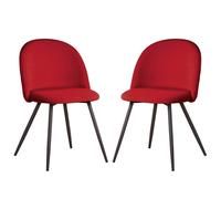 earlville fabric red dining chairs with wooden legs in pair