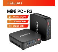 [Early Bird 299 | First 10 Only] FIREBAT R3 Mini PC: AMD Ryzen 5 7430U (6-Core/12-Thread), 16GB LPDDR4 RAM, 512GB SSD, Supports 4K Triple-Screen Display, Wi-Fi 6, Bluetooth 5.2 | Compact, Silent Deskt
