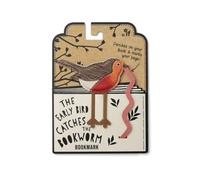 Independent Fabrication Bookmark Early Bird Catches the Bookworm - Faux Leather Bird Clip - Robin