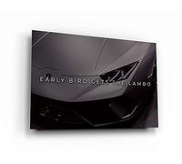 EARLY BIRD Gets The LAMBO Motivational Wall Decor Quote Canvas Print Lamborghini Sign, Inspirational Wall Art Millionaire Poster Super Car