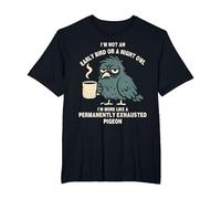 Early Bird Night Owl Permanently Exhausted Pigeon T-Shirt, Men's Big and Tall, Black, 2X Tall