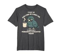 Early Bird Night Owl Permanently Exhausted Pigeon T-Shirt, Men's Big and Tall, Dark Heather Grey, 6X Tall
