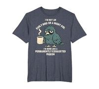 Early Bird Night Owl Permanently Exhausted Pigeon T-Shirt, Men's Big and Tall, Heather Blue, 3X Tall