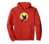 Early Bird Sunrise Silhouette Retro Nature Pullover Hoodie, Adult Unisex, Red, XL