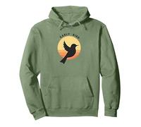 Early Bird Sunrise Silhouette Retro Nature Pullover Hoodie, Adult Unisex, Sage Green, XXL