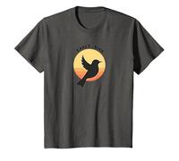 Early Bird Sunrise Silhouette Retro Nature T-Shirt, Kids, Asphalt, 4 Years