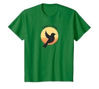 Early Bird Sunrise Silhouette Retro Nature T-Shirt, Kids, Kelly Green, 12 Years