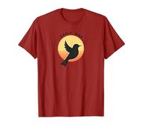 Early Bird Sunrise Silhouette Retro Nature T-Shirt, Men, Cranberry, L