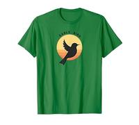Early Bird Sunrise Silhouette Retro Nature T-Shirt, Men, Kelly Green, L
