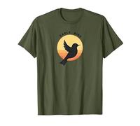 Early Bird Sunrise Silhouette Retro Nature T-Shirt, Men, Olive Green, Medium