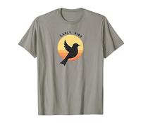 Early Bird Sunrise Silhouette Retro Nature T-Shirt, Men, Slate, L
