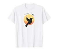 Early Bird Sunrise Silhouette Retro Nature T-Shirt, Men, White, 3XL