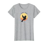 Early Bird Sunrise Silhouette Retro Nature T-Shirt, Women, Heather Grey, XXL