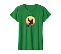Early Bird Sunrise Silhouette Retro Nature T-Shirt, Women, Kelly Green, XL