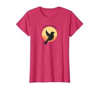 Early Bird Sunrise Silhouette Retro Nature T-Shirt, Women, Red Heather, L