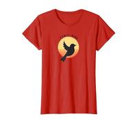 Early Bird Sunrise Silhouette Retro Nature T-Shirt, Women, Red, S