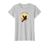 Early Bird Sunrise Silhouette Retro Nature T-Shirt, Women, Silver, 3XL