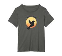 Early Bird Sunrise Silhouette Retro Nature T-Shirt, Women's Plus, Asphalt, 3X