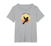 Early Bird Sunrise Silhouette Retro Nature T-Shirt, Women's Plus, Heather Grey, 3X