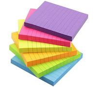 Early Buy 3x3 Lined Sticky Notes with 6 Bright Color Self-Stick Notes 6 Pads/Pack, 100 Sheets/pad