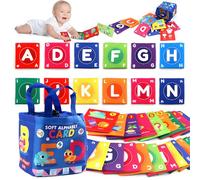 Early Childhood Enlightenment Book, Soft Alphabet Cards, Cloth Alphabet Tiles, Creative Soft Alphabets Flash Cards for Toddlers Kids Boys Girls over 0 Years, Washable (Blue, 2Set)