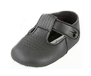 EARLY DAYS Baby Boys T Bar Pram Shoes with Hole Cut Pattern - Made in England Baypods