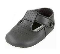 EARLY DAYS Baby Boys T Bar Pram Shoes with Hole Cut Pattern - Made in England Baypods (Matt Black 0-3 Months)