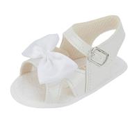 EARLY DAYS Baby Sandals - Girl Pre Walker Sandals, Soft Sole Baby Pram Shoes For Summer, Baby Girl Pre Walker Shoes, Made in the UK, White Patent, 0 UK Child