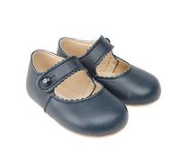 Early Days Baby Shoes, Baby Girls Shoes, Leather Pre Walker Shoes for Baby Girls, Made in England, Soft Leather Baby Shoes, Baby Pram Shoes for Girls, Navy, 1 UK Child
