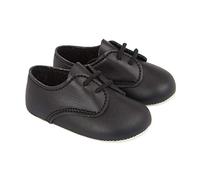 EARLY DAYS Baypods, B010 Lace up Gibson Style Pre Walker Baby Shoes Made in The Softest Faux Leather, Black, Made in England