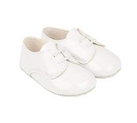 EARLY DAYS Baypods, B010 Lace up Gibson Style Pre Walker Baby Shoes Made in The Softest Faux Leather, White, Made in England