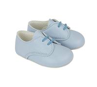 EARLY DAYS Baypods, B010 Lace up Gibson Style Pre Walker Baby Shoes Made in The Softest Faux Leather, Sky Blue, Made in England