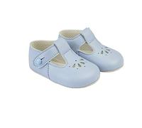 EARLY DAYS Baypods, B617 T Bar with Petal Punch, Pre Walker Baby Shoes Made in The Softest Faux Leather Sky, Made in England