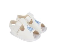 EARLY DAYS Baypods Baby Boys Pre-Walker Sandals, White with Blue Yacht Embroidery, Soft Sole First Shoes (White Sky, UK Footwear Size System, Infant, Numeric, Medium, 3)