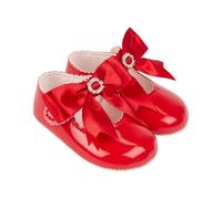 EARLY DAYS Baypods, Baby Girls Shoes, Soft Soled Pre Walker Shoes, Diamante Bow, Soft Faux Leather Baby Shoes, Made in England, Red Patent, 2 UK Child