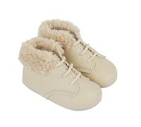 EARLY DAYS Baypods Baby Shoes. Bootees Made In the UK, soft sole prewalker lace up boots with fur collars for boys and girls. (Biscuit, UK Footwear Size System, Infant, Numeric, Medium, 1)