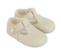 EARLY DAYS Baypods, Baby Shoes for Boys & Girls, Soft Soled Pre Walker Shoes, Soft Faux Leather Baby Boys & Baby Girls Shoes, B625 T Bar Style Shoe, Hole Punch, Made in England, Biscuit, 1 UK Child