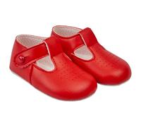 EARLY DAYS Baypods, Baby Shoes for Boys & Girls, Soft Soled Pre Walker Shoes, Soft Faux Leather Baby Boys & Baby Girls Shoes, B625 T Bar Style Shoe with Hole Punch, Made in England, Red, 2 UK Child
