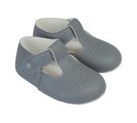 EARLY DAYS Baypods, Baby Shoes for Boys & Girls, Soft Soled Pre Walker Shoes, Soft Faux Leather Baby Boys & Baby Girls Shoes, B625 T Bar Style Shoe with Hole Punch, Made in England, Grey, 1 UK Child